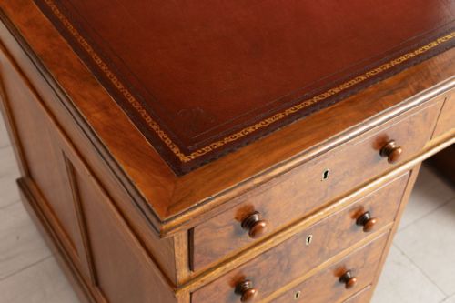 ANTIQUE OAK WALNUT PEDESTAL DESK C1880 - ADDITIONAL PHOTO 2
