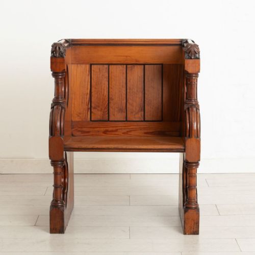 19TH CENTURY PITCH PINE PEW CHOIR STOOL - ADDITIONAL PHOTO 1