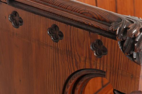 19TH CENTURY PITCH PINE PEW CHOIR STOOL - ADDITIONAL PHOTO 2