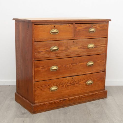ANTIQUE PITCH PINE CHEST OF DRAWERS - ADDITIONAL PHOTO 1