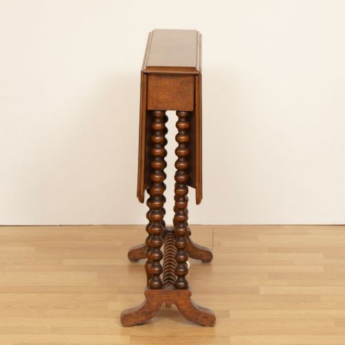 VICTORIAN WALNUT BOBBIN GATE LEG SIDE TABLE - ADDITIONAL PHOTO 1