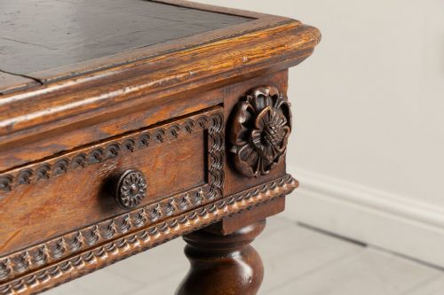 19TH CENTURY NEOJACOBEAN ARCHITECT'S DESK IN OAK WITH LEATHER TOP - ADDITIONAL PHOTO 3