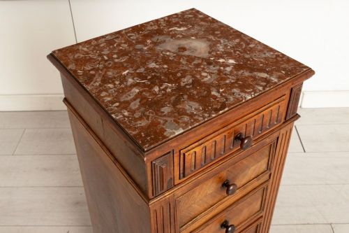 ANTIQUE FRENCH BEDSIDE CHEST IN ROSEWOOD WITH MARBLE TOP - ADDITIONAL PHOTO 2