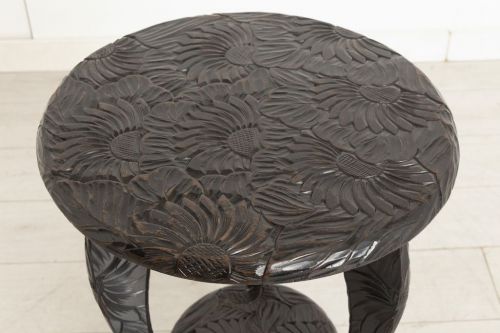 ANTIQUE JAPANESE HAND CARVED SIDE TABLE BY LIBERTY OF LONDON - ADDITIONAL PHOTO 1