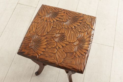 ANTIQUE JAPANESE HAND CARVED SIDE TABLE BY LIBERTY OF LONDON - ADDITIONAL PHOTO 3