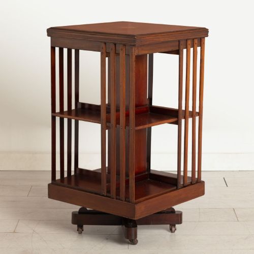Edwardian Inlaid Mahogany Revolving Bookcase c.1900