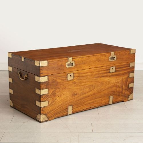 Brass Bound Camphor Wood Campaign Chest C.1860
