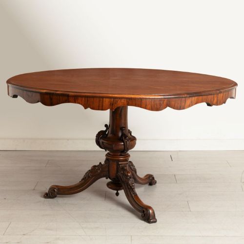 Victorian Rosewood Tilt-top Dining Table on Turned & Carved Solid Rosewood Base