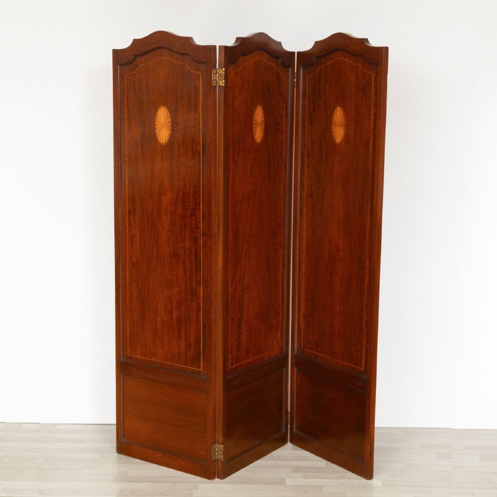 Edwardian Mahogany Three Fold Screen