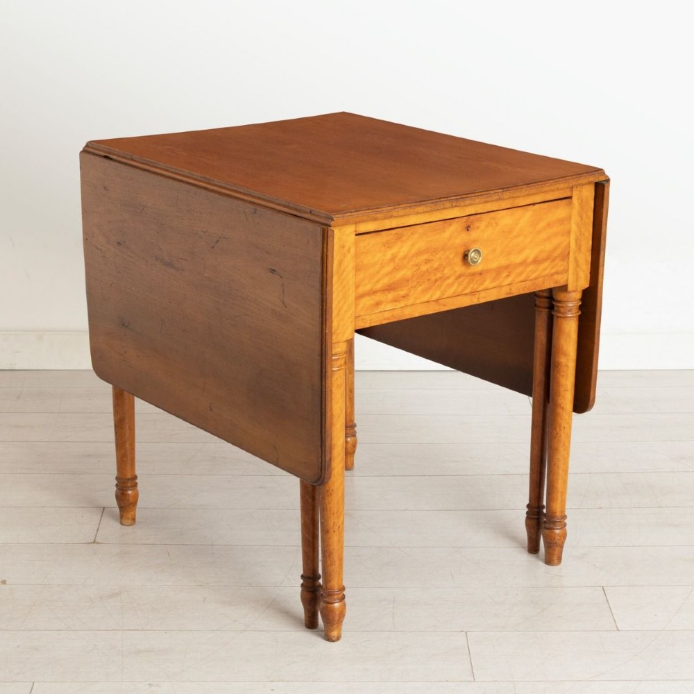 Antique Drop Leaf Dining Table in Satin Birch c.1860 View II