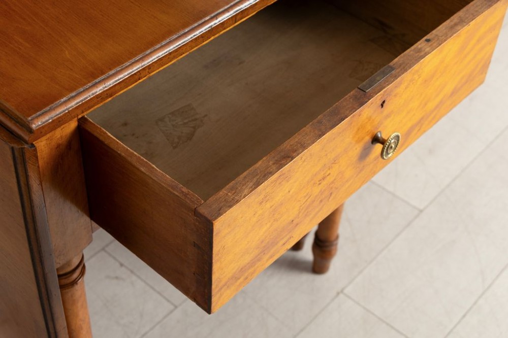 Antique Drop Leaf Dining Table in Satin Birch c.1860 View IV