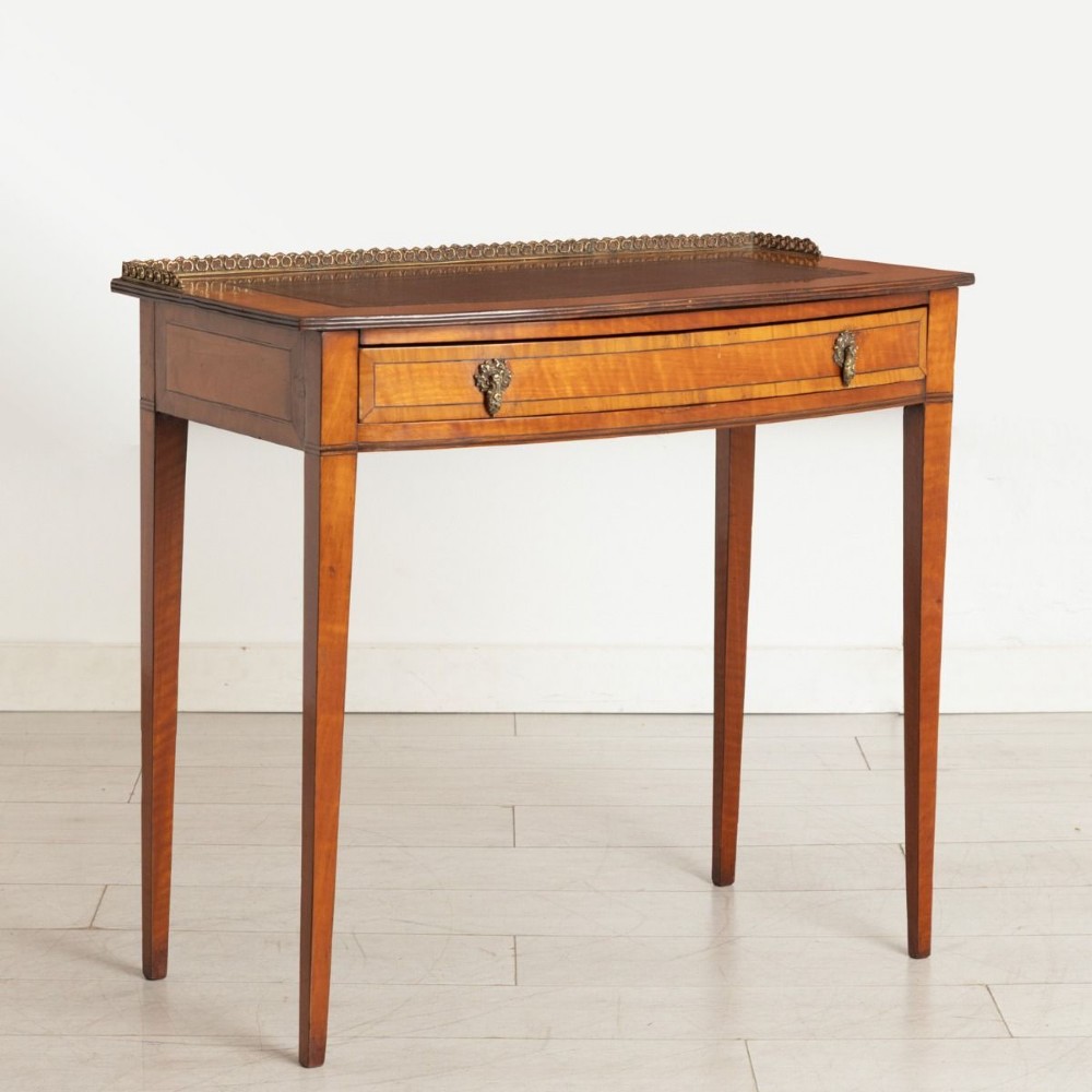 Edwardian Satinwood Bow Front Desk