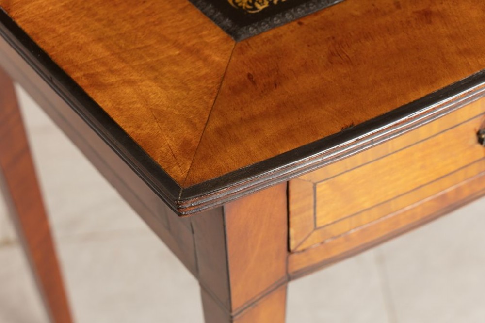 Edwardian Satinwood Bow Front Desk View IV