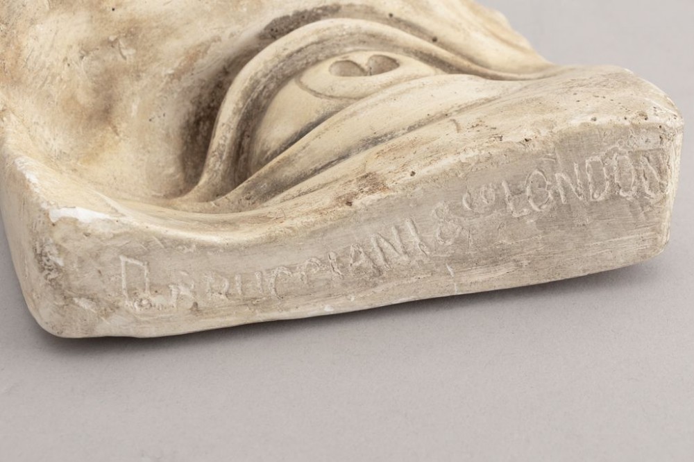 Three 19th-century aged off-white plaster casts displaying sculpted anatomical features including eyes and a nose after Michelangelos David. View III