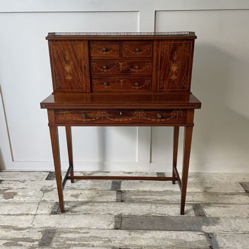 EDWARDIAN MAHOGANY INLAID LADIES WRITING DESK - ADDITIONAL PHOTO 1