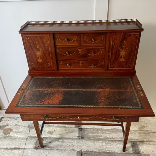 EDWARDIAN MAHOGANY INLAID LADIES WRITING DESK - ADDITIONAL PHOTO 8