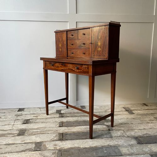 EDWARDIAN MAHOGANY INLAID LADIES WRITING DESK - ADDITIONAL PHOTO 10