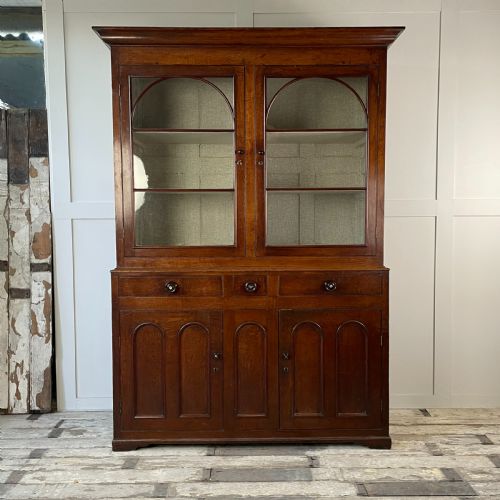 19th c welsh oak glazed kitchen cupboard - CATEGORY: ANTIQUE BOOKCASES - DATED 19TH CENTURY
