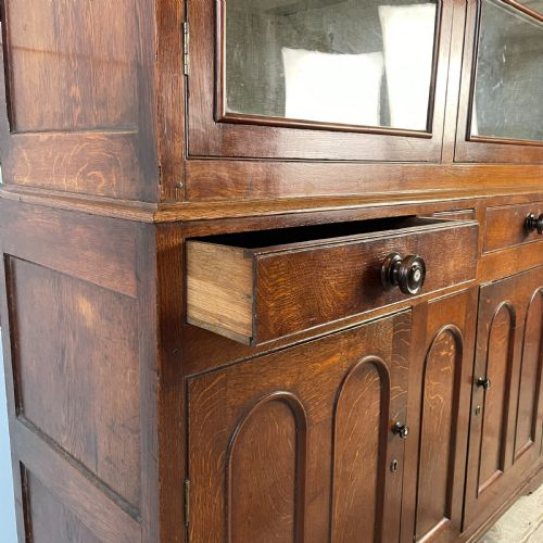 19TH C WELSH OAK GLAZED KITCHEN CUPBOARD - ADDITIONAL PHOTO 1