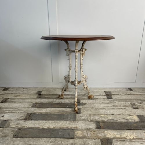 victorian cast iron mahogany cafe table - CATEGORY: ANTIQUE TABLES - DATED VICTORIAN