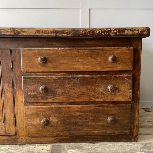 19TH C PINE SYCAMORE KITCHEN PREP SIDEBOARD - ADDITIONAL PHOTO 5