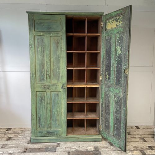 19TH C PAINTED PINE PIGEON HOLE CUPBOARD - ADDITIONAL PHOTO 4