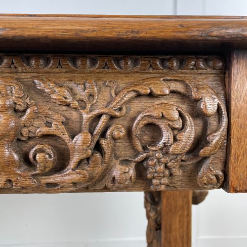 19TH C CARVED OAK LIBRARY TABLE - ADDITIONAL PHOTO 3