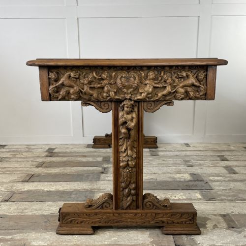 19TH C CARVED OAK LIBRARY TABLE - ADDITIONAL PHOTO 5