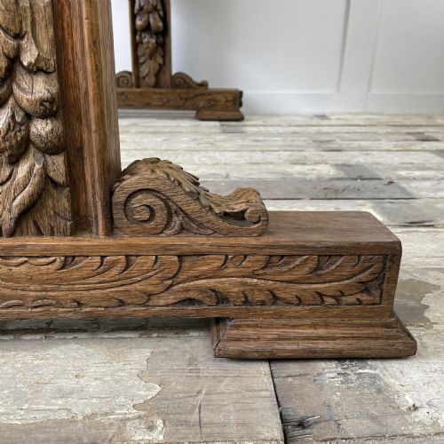 19TH C CARVED OAK LIBRARY TABLE - ADDITIONAL PHOTO 7
