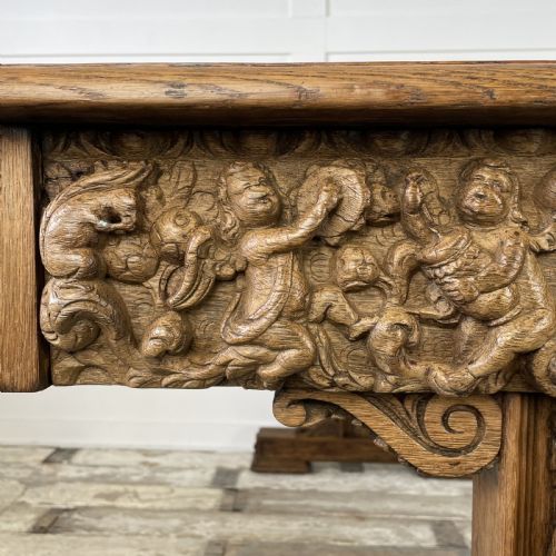 19TH C CARVED OAK LIBRARY TABLE - ADDITIONAL PHOTO 14