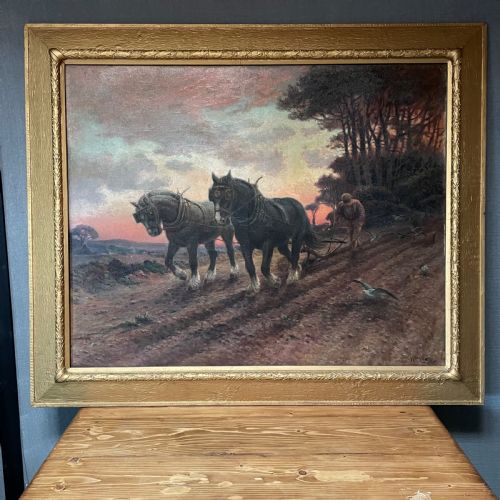 oil on canvas of rural scene signed william cox - CATEGORY: ANTIQUE ART - DATED 1910