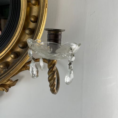 REGENCY GILT CONVEX GIRANDOLE MIRROR - ADDITIONAL PHOTO 4