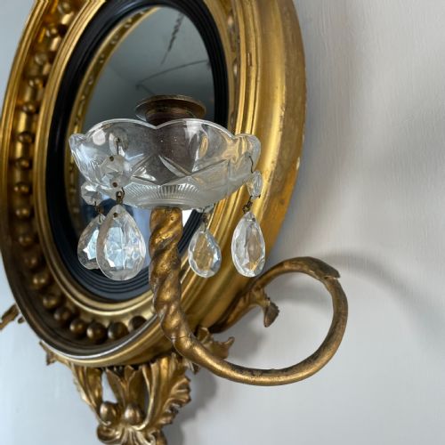 REGENCY GILT CONVEX GIRANDOLE MIRROR - ADDITIONAL PHOTO 5