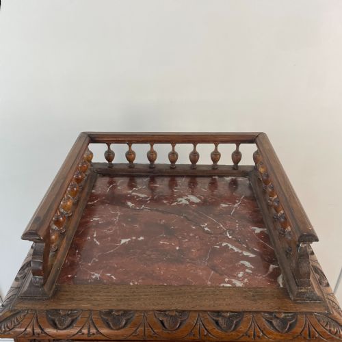 FRENCH OAK AND MARBLE POT CUPBOARD C1900 - ADDITIONAL PHOTO 1