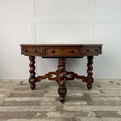 19th C. Oak Octagonal Library Table