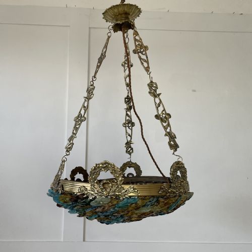 early 20th c murano glass flower chandelier - CATEGORY: ANTIQUE LIGHTING - DATED 1920
