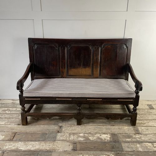 19TH C OAK HALL BENCH - ADDITIONAL PHOTO 1