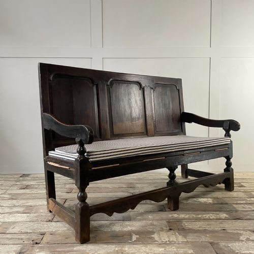 19TH C OAK HALL BENCH - ADDITIONAL PHOTO 12
