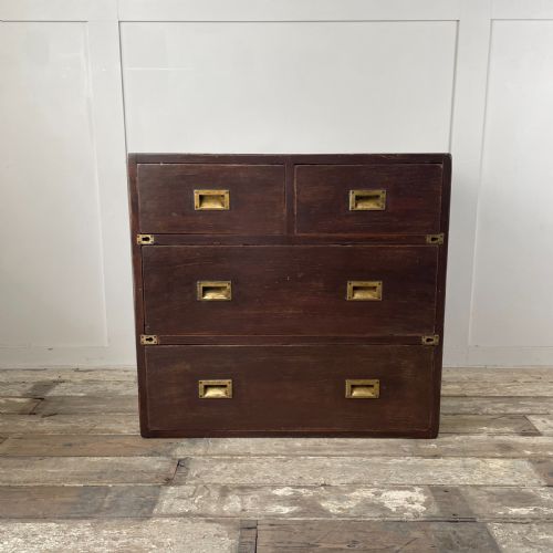 early 19th c campaign chest of drawers - CATEGORY: ANTIQUE CHEST OF DRAWERS - DATED 19TH CENTURY