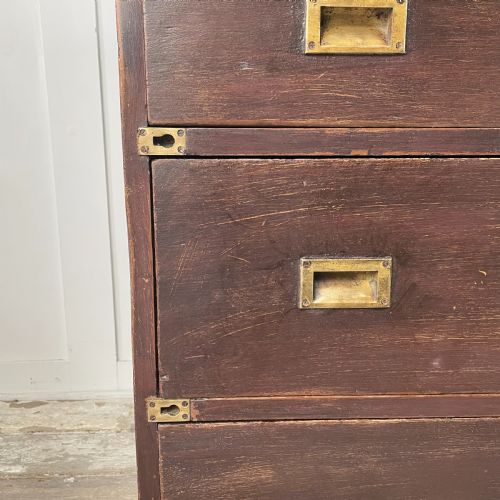 EARLY 19TH C CAMPAIGN CHEST OF DRAWERS - ADDITIONAL PHOTO 2