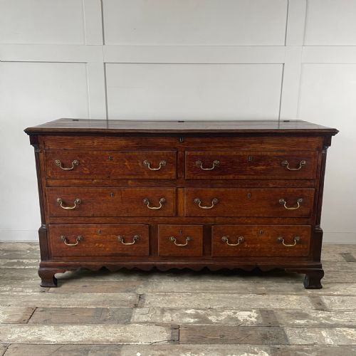 EARLY 19TH C OAK MAHOGANY MULE CHEST - ADDITIONAL PHOTO 1