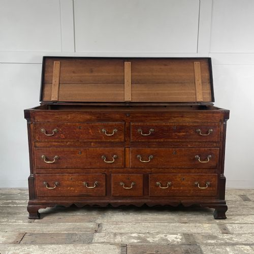 EARLY 19TH C OAK MAHOGANY MULE CHEST - ADDITIONAL PHOTO 2
