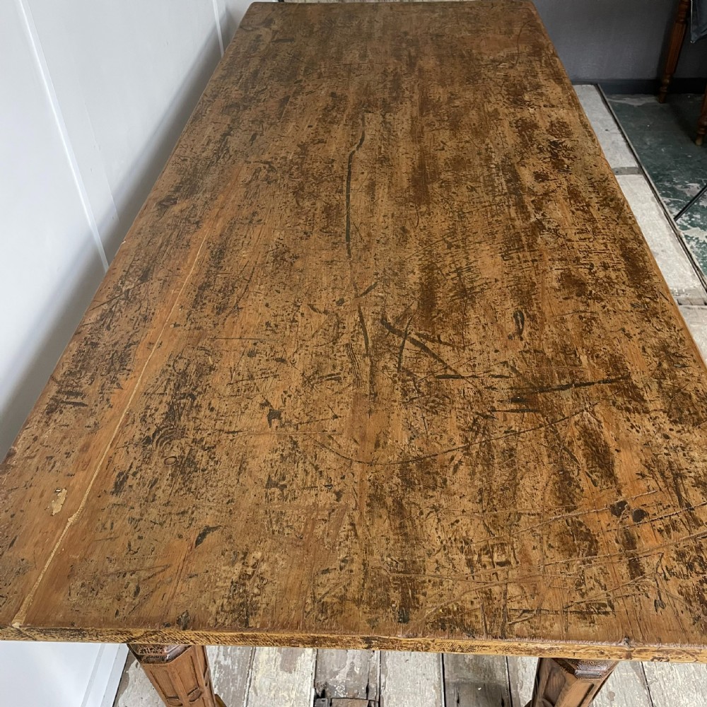 19th C. Pine Gothic Revival Library Table View X
