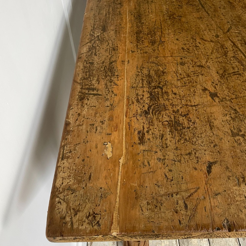 19th C. Pine Gothic Revival Library Table View XI