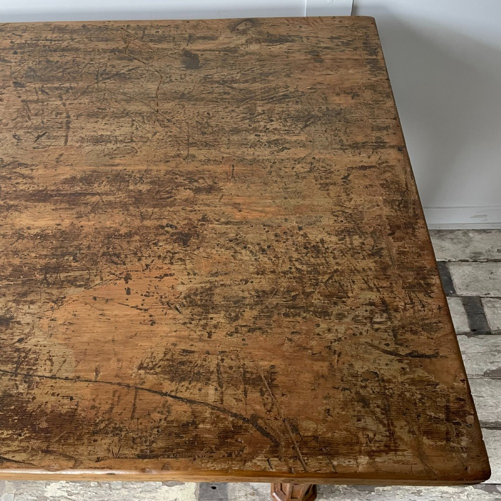 19th C. Pine Gothic Revival Library Table View XIII