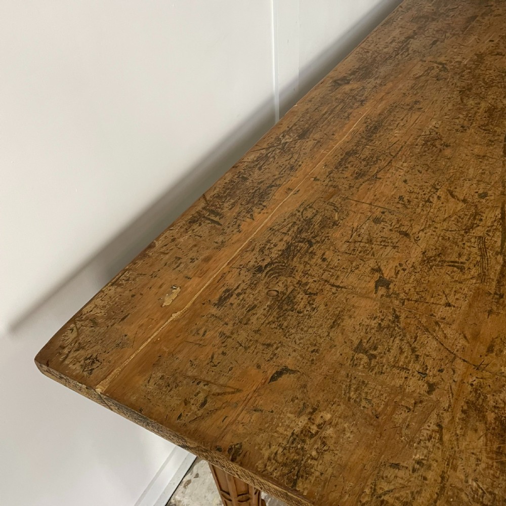 19th C. Pine Gothic Revival Library Table View XIV