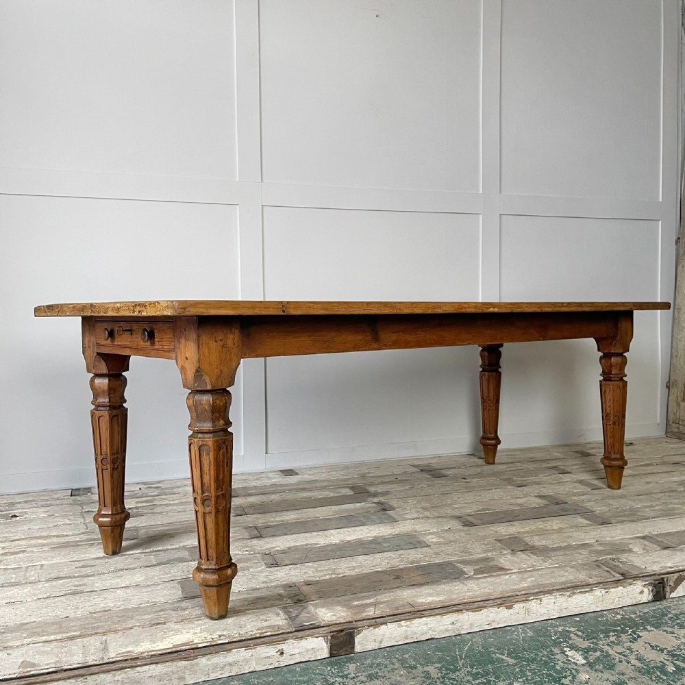19th C. Pine Gothic Revival Library Table View XV