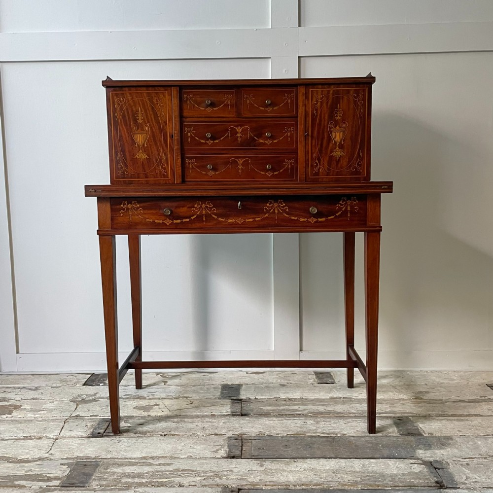 Edwardian Mahogany Inlaid Ladies Writing Desk
