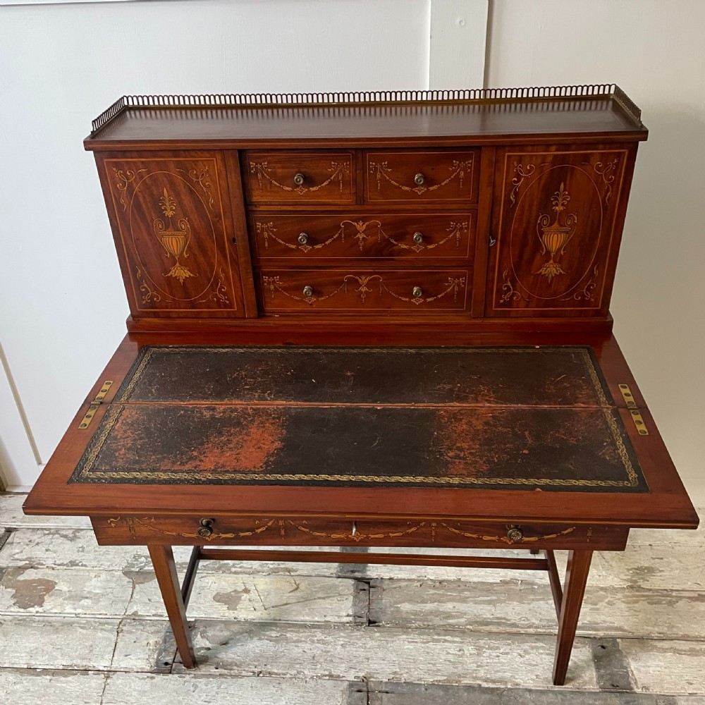 Edwardian Mahogany Inlaid Ladies Writing Desk View IX
