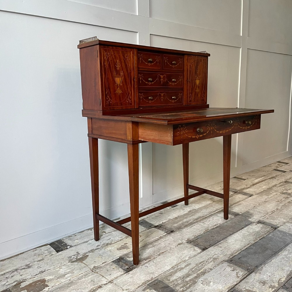 Edwardian Mahogany Inlaid Ladies Writing Desk View X